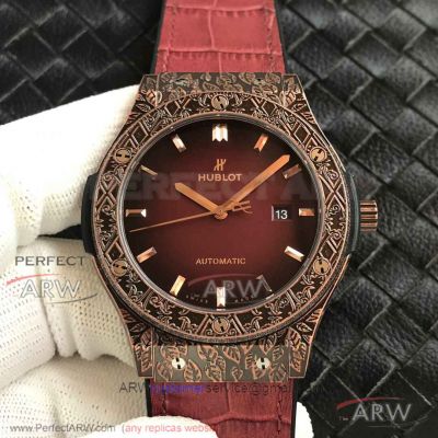 Perfect Replica SR Factory Hublot Classic Fusion Red 511.OX.0500.VR.BER16 Berluti Scritto Tattoo Bezel 45mm Watch